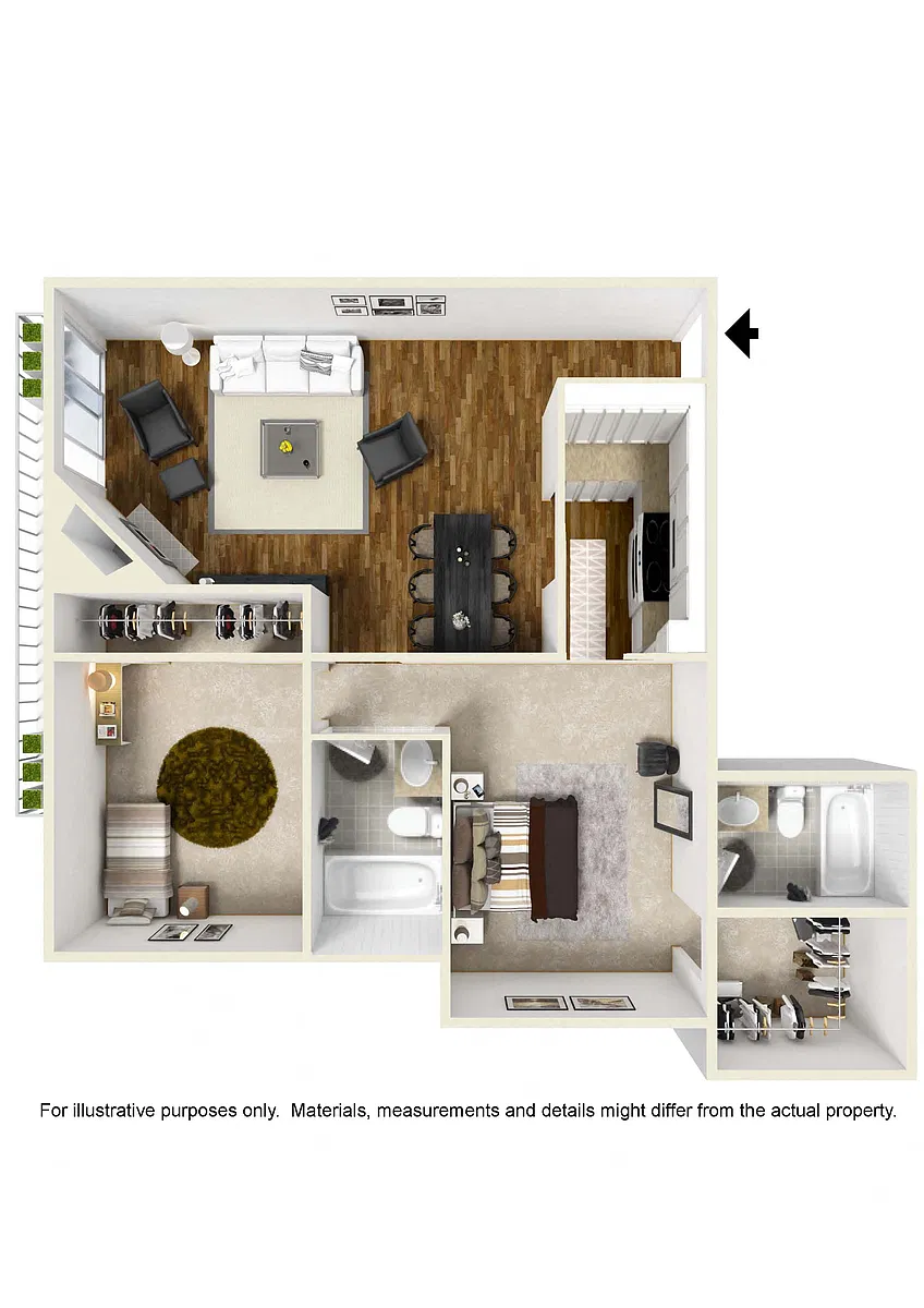 Floor plan 2 Bed 2 Bath Plan A