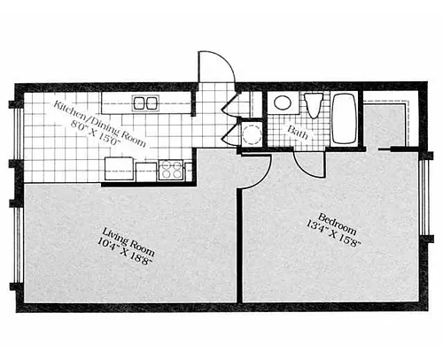Floor plan One Bedroom One Bath