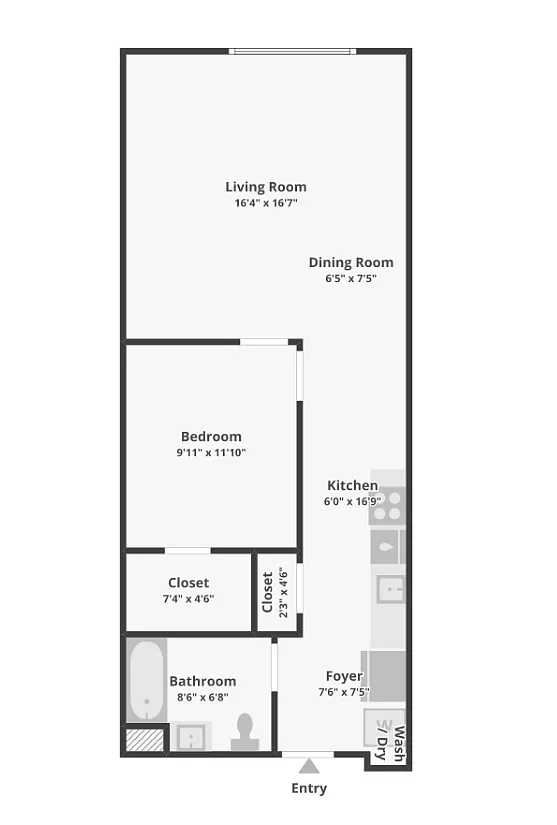 Floor plan 1 bedroom 1 bath