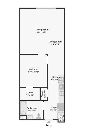 Floor plan 1 bedroom 1 bath