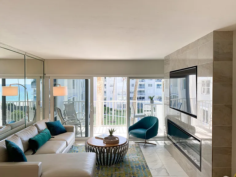 Living room with electric fireplace