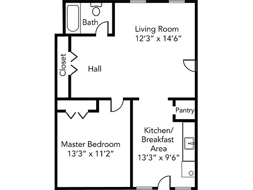 Floor plan 1BR/1BA Standard