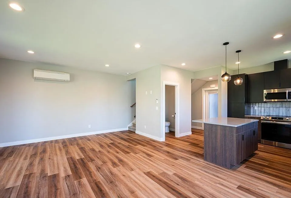 Downstairs Kitchen, Living, & Dining - Open Floor Concept
