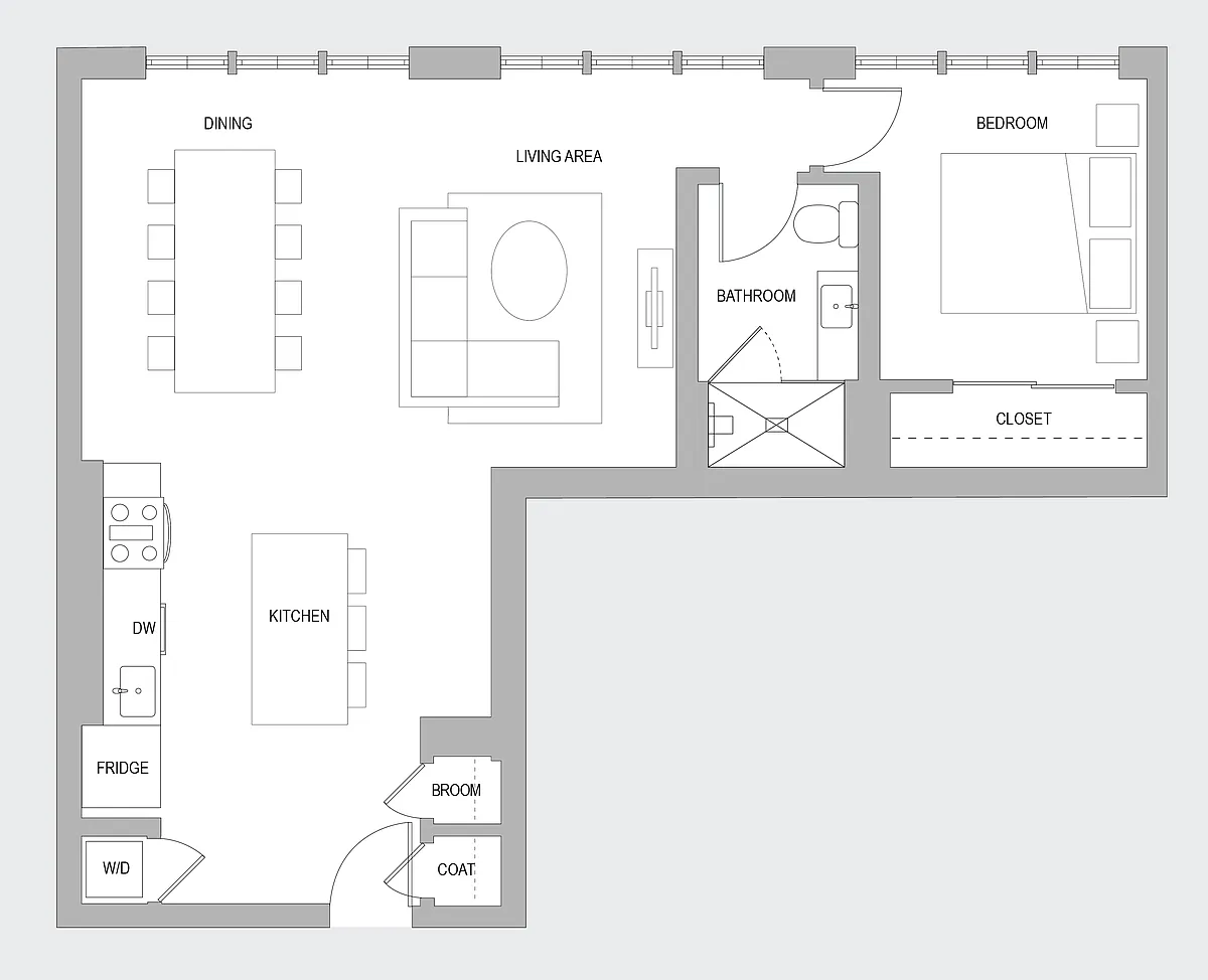 Floor plan 1 BR Y