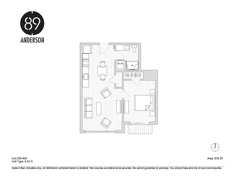 Floor plan 89 Anderson 1BD Plan E