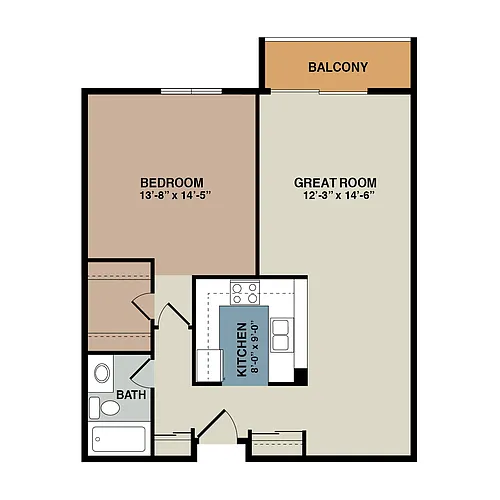 Floor plan 1 Bedroom - 1C