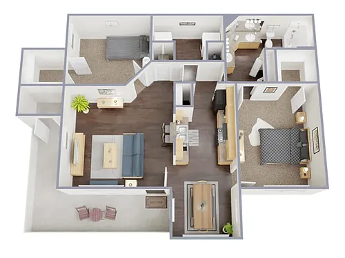 Floor plan 2 Bed, 2 Bath C
