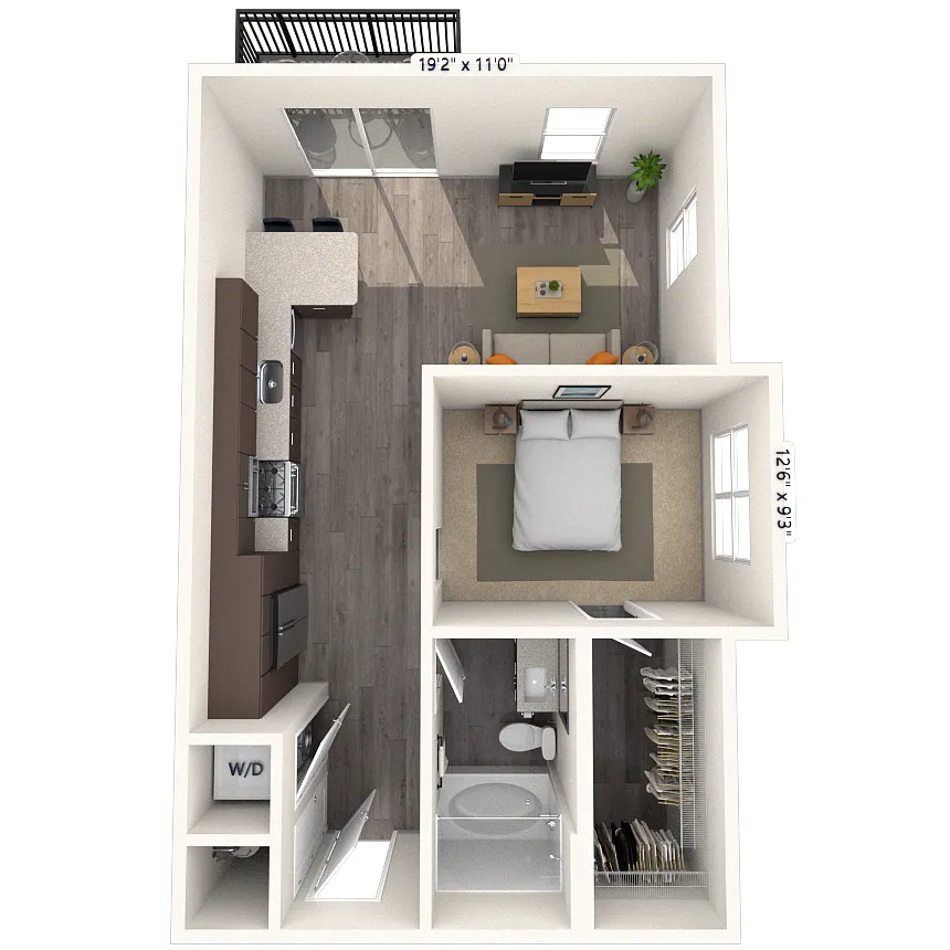 Floor plan A3 1x1 703 SF-FP