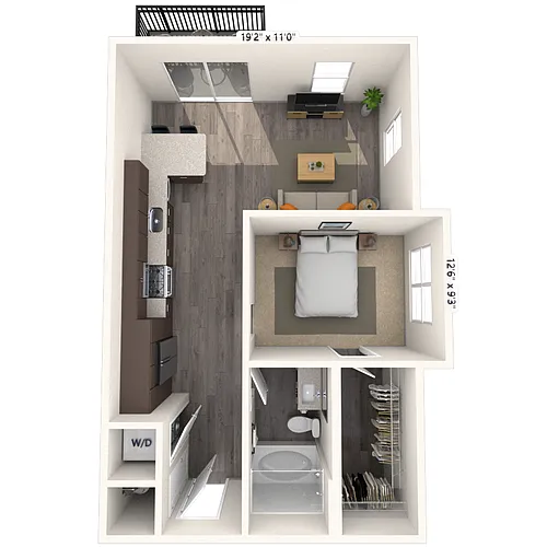 Floor plan A3 1x1 703 SF-FP