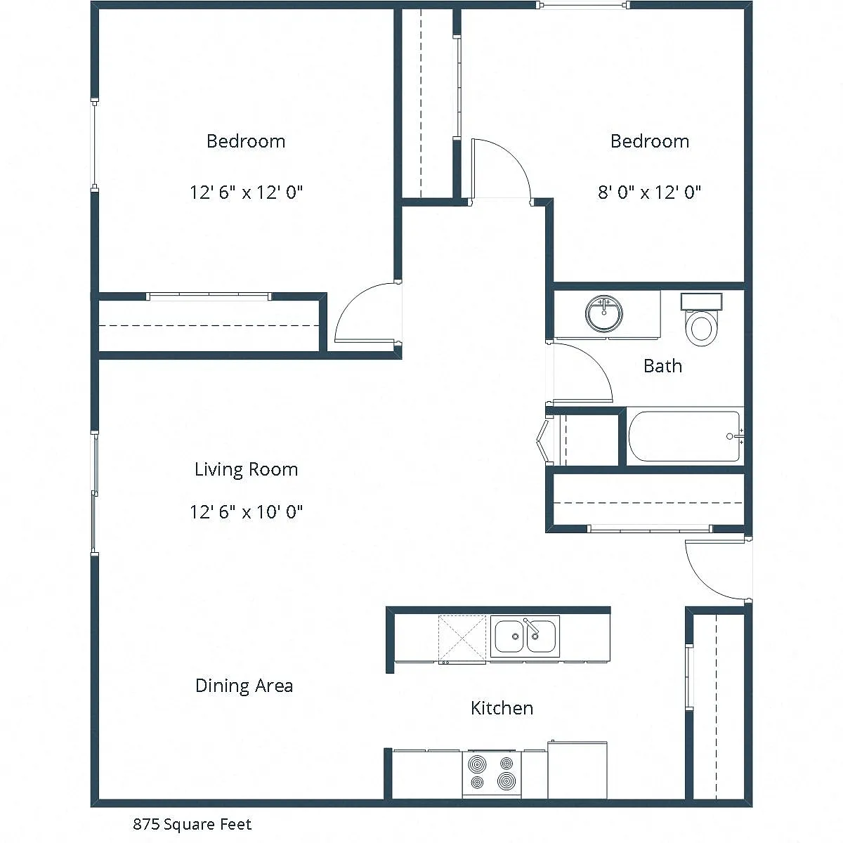 Floor plan Two Bedroom 21A