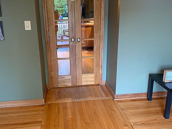 French doors into kitchen