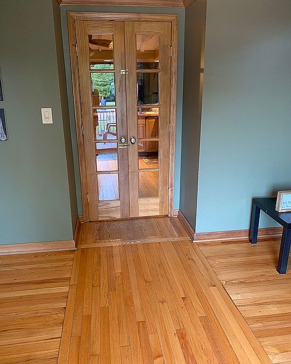 French doors into kitchen