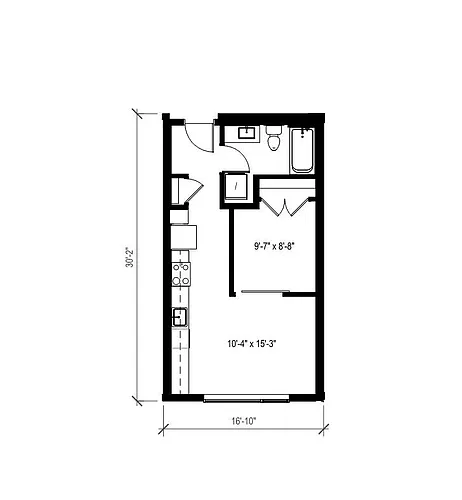 Floor plan 1 Bed/1 Bath Open-A5.1