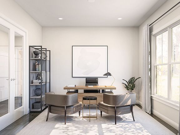 Home office with French doors