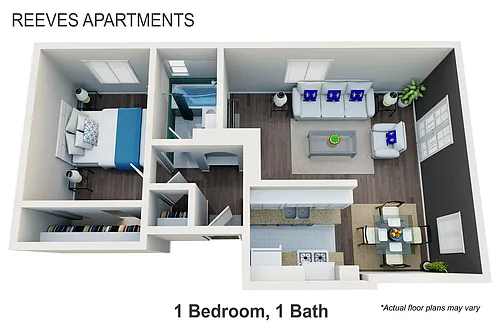 Floor plan 1 Bedroom, 1 Bath