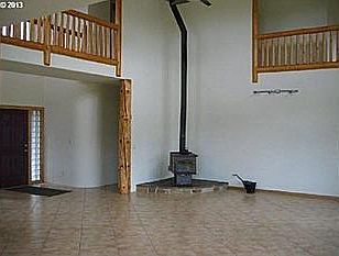 Living room with wood stove