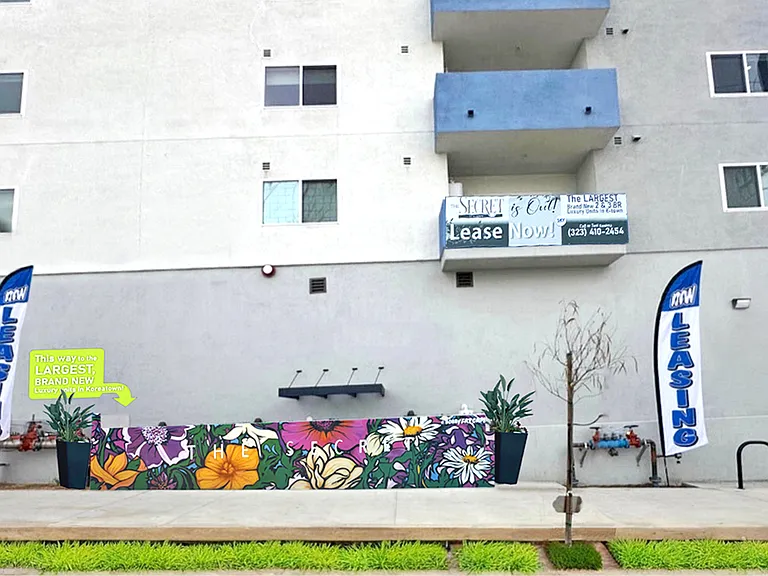 The stunning new mural at The SECRET in K-Town Luxury Apartments' entrance walkway