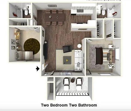 Floor plan 2 Bedroom 2 Bath