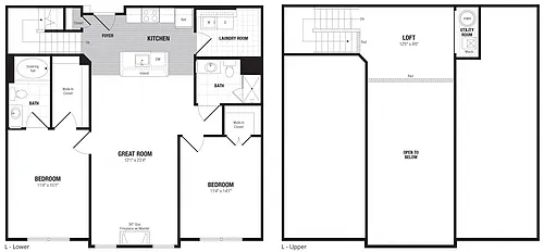 Floor plan 2 Bed/2 Bath Loft-L