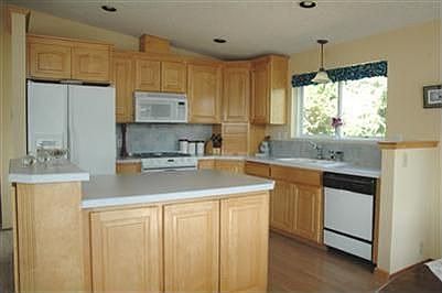 Updated kitchen with lots of cabinets and updated appliances.