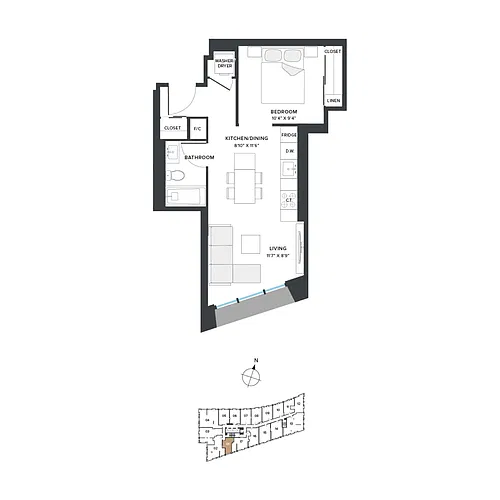 Floor plan A7 One Bedroom