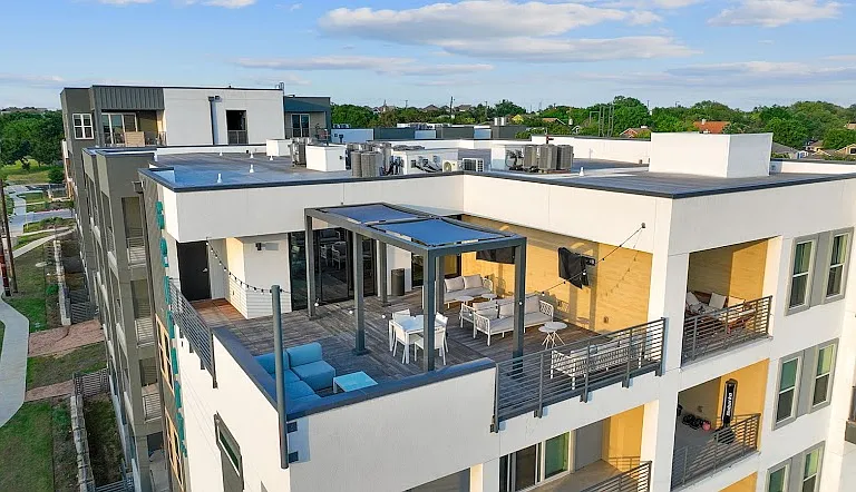 Sky Lounge with view of downtown