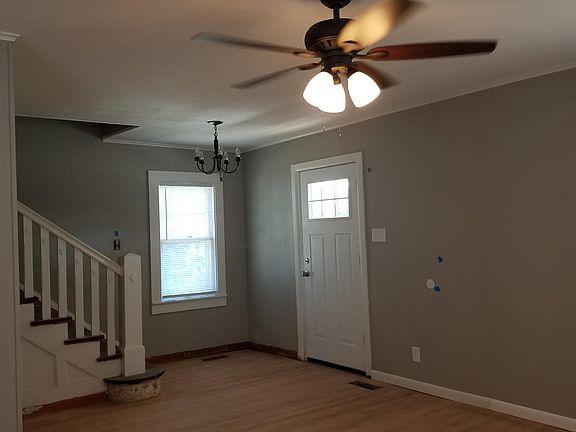 Oak floors are being refinished.