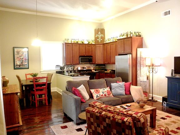Kitchen, living, dining area