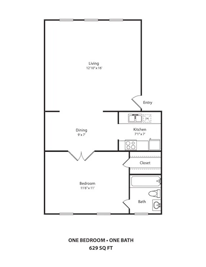 Floor plan Furnished 1 Bed 1 Bath