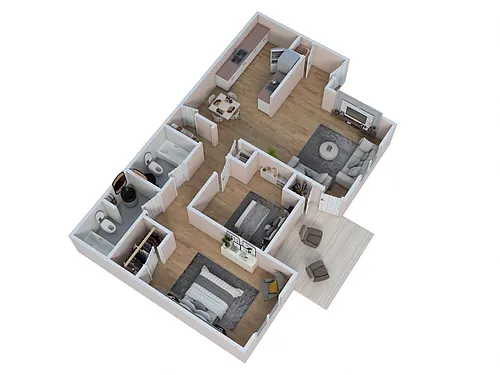 Floor plan 2 Bed - 2 Bath