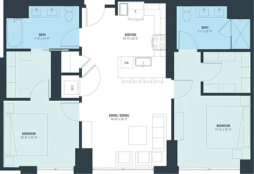 Floor plan 2 Bed/2 Bath-b20g