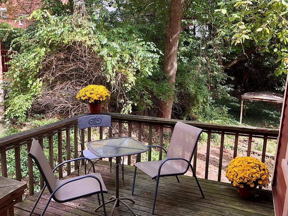Balcony over-looking private back yard