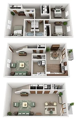 Floor plan 3 Bedroom 3.5 Bath with Basement