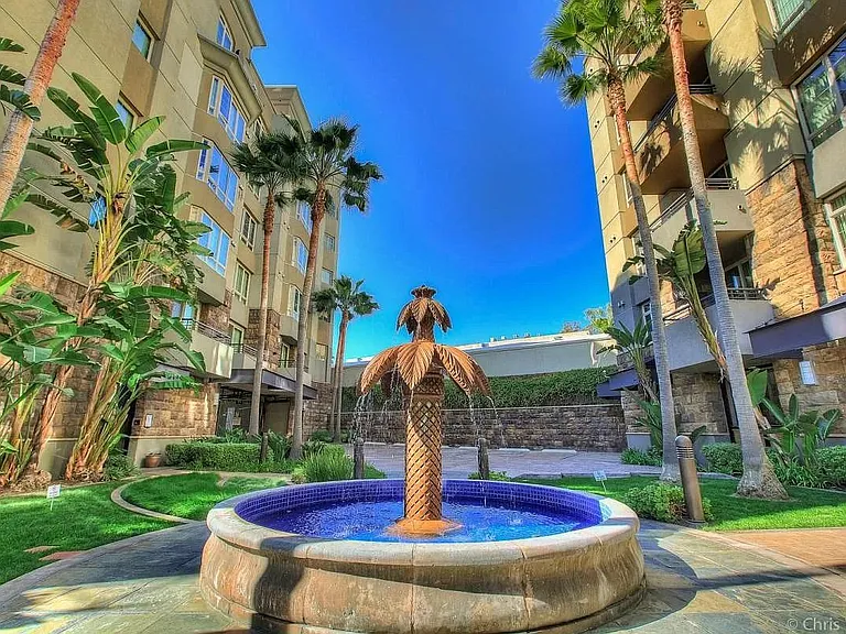 Fountain in courtyard. Our place is on the right, 3rd balcony up.