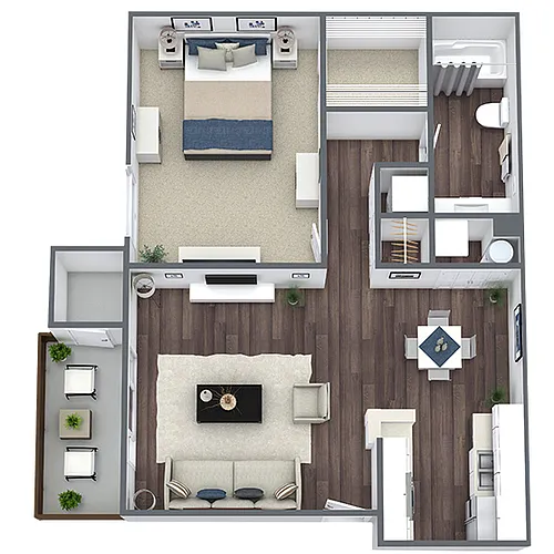 Floor plan A3: 1 Bed 1 Bath