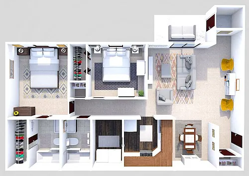 Floor plan Phase I - 2 Bed 2 Bath