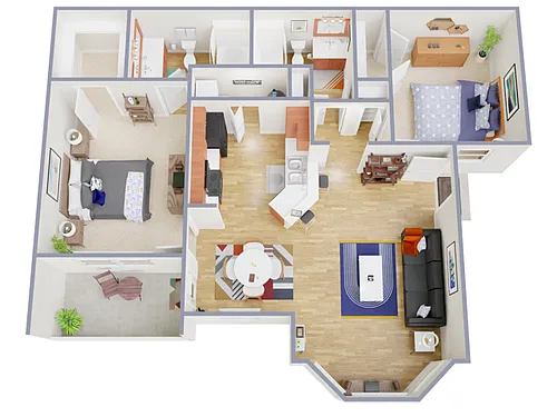 Floor plan 2 Bed, 2 Bath B