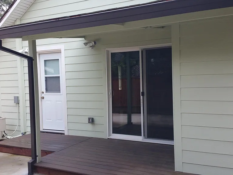 Patio entry from the bedroom and kitchen.