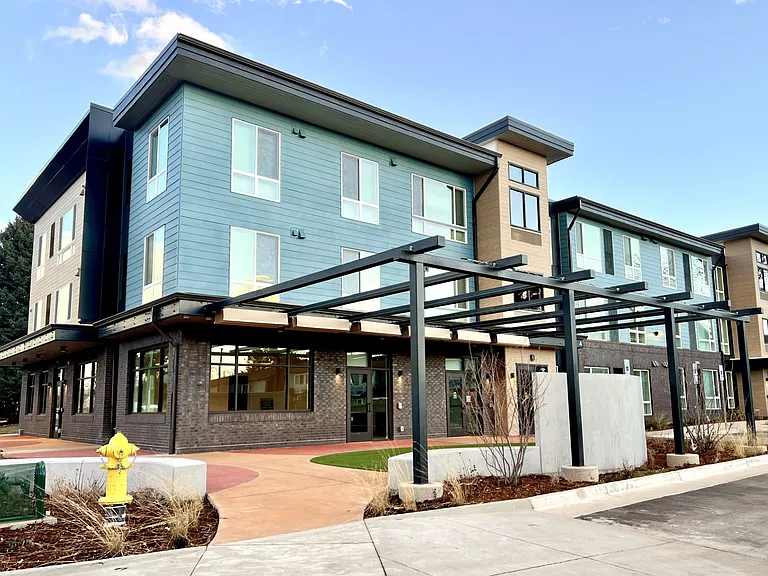 Exterior of 14001 E Colorado Drive, the new building ("the Flats") at Residences at Willow Park.