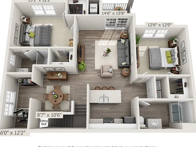 Two bedroom with den and garage - 1,280 square feet Two bedroom with den and garage - 1,280 square feet