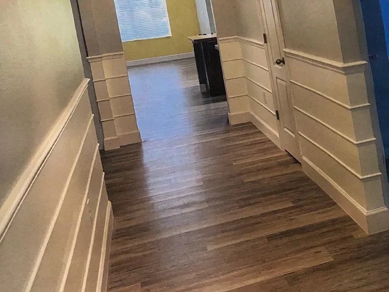 Beautiful high grade vinyl flooring and upgraded custom wainscoting.