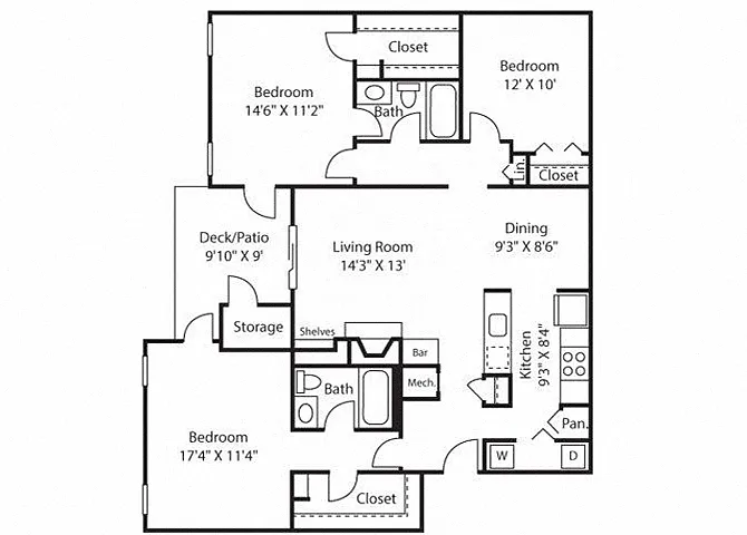 Floor plan C1R - 1,466 sq. ft.