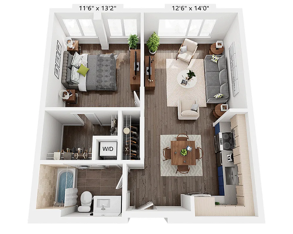 Floor plan One Bedroom A1O