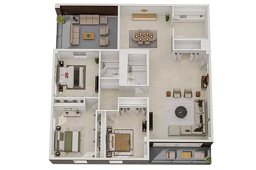 Floor plan 3 Bedroom, 2 Bathroom