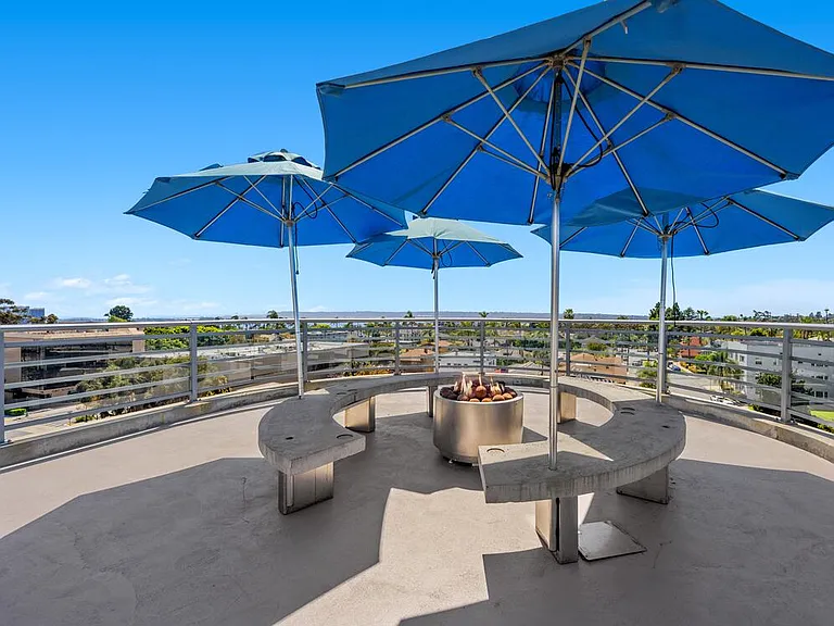 Rooftop deck with firepit