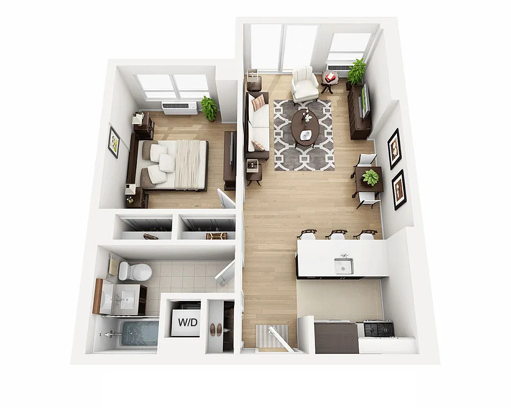 Floor plan One Bedroom (A1C-808)