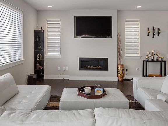 Living room with modern fireplace