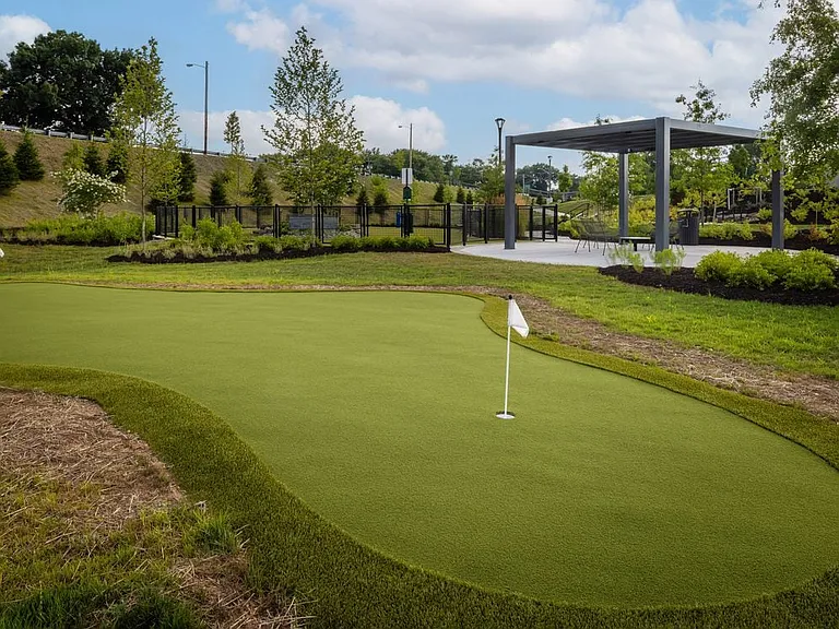 Putting green and gazebo