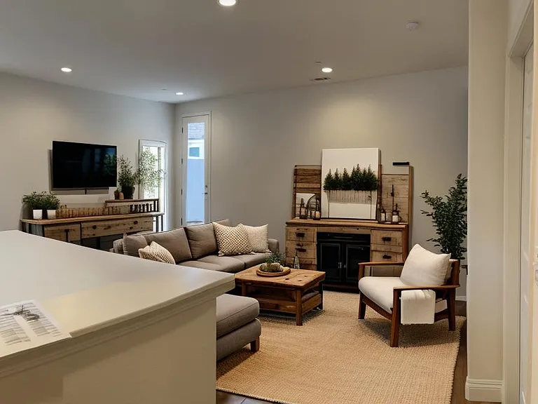 Living room with french door to back yard.