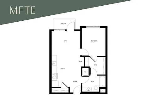 Floor plan 1x1 C5 - MFTE 70%